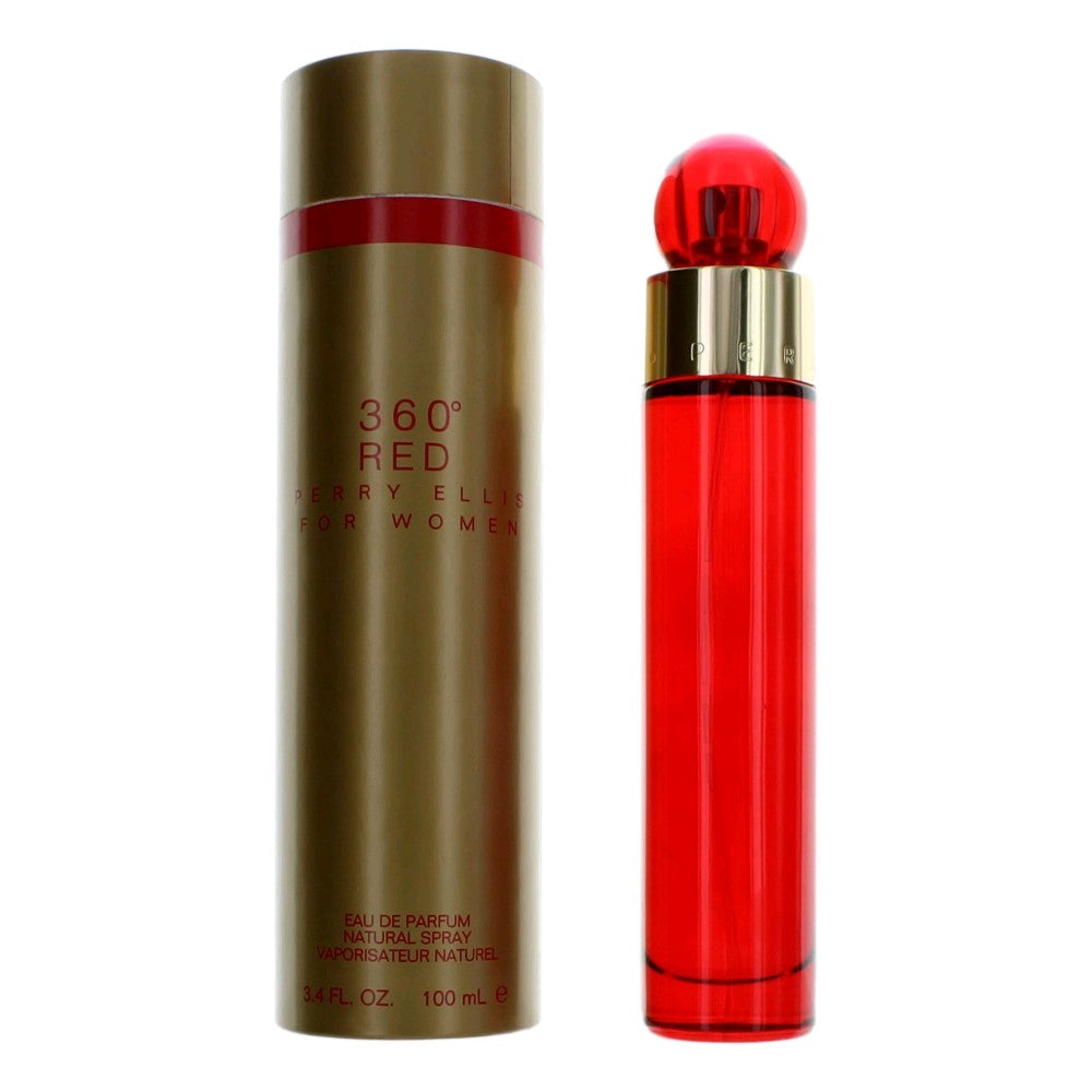 Bottle of Perry Ellis 360 Red by Perry Ellis, 3.4 oz Eau De Parfum Spray for Women